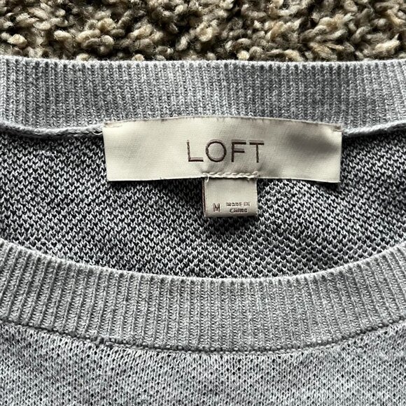 Loft Gray Cute Bunny Lightweight Sweater Womens Med Cottagecore Easter Girly - Picture 2 of 7